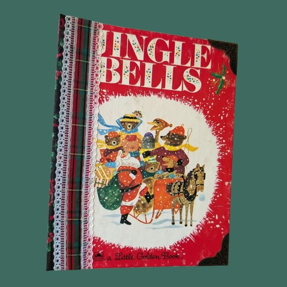 Jingle Bells Altered Little Golden Book Journal Scrapbook - Picture 3 of 6